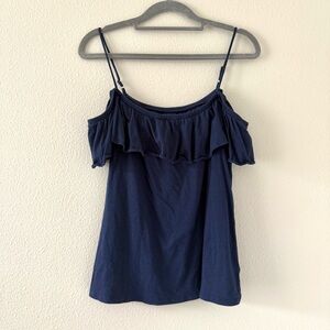 Lilly Pulitzer Navy Ruffle Off Shoulder Top